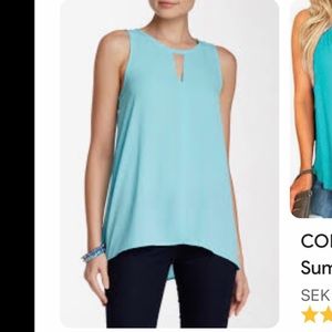 Pleione Turquoise Tank Zip Back Triangle Cut Out